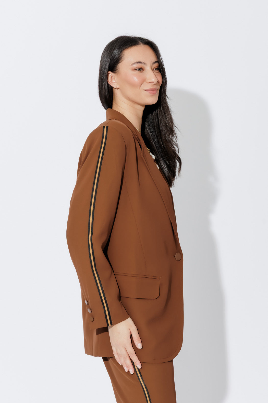 Chocolate Stripe Boyfriend Blazer