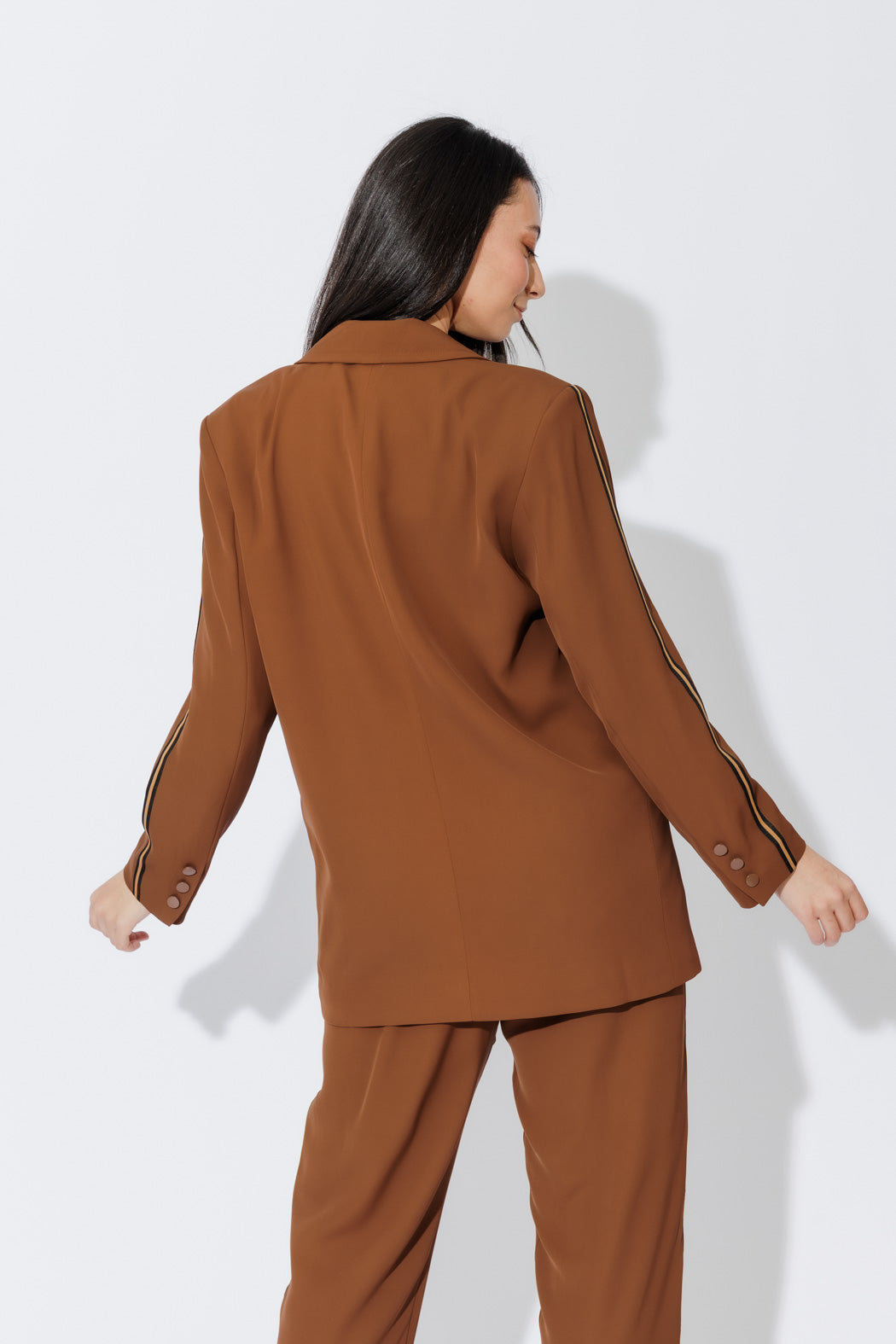 Chocolate Stripe Boyfriend Blazer