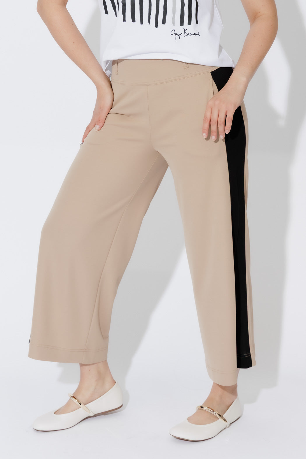 Beige Panelled Jet Culotte