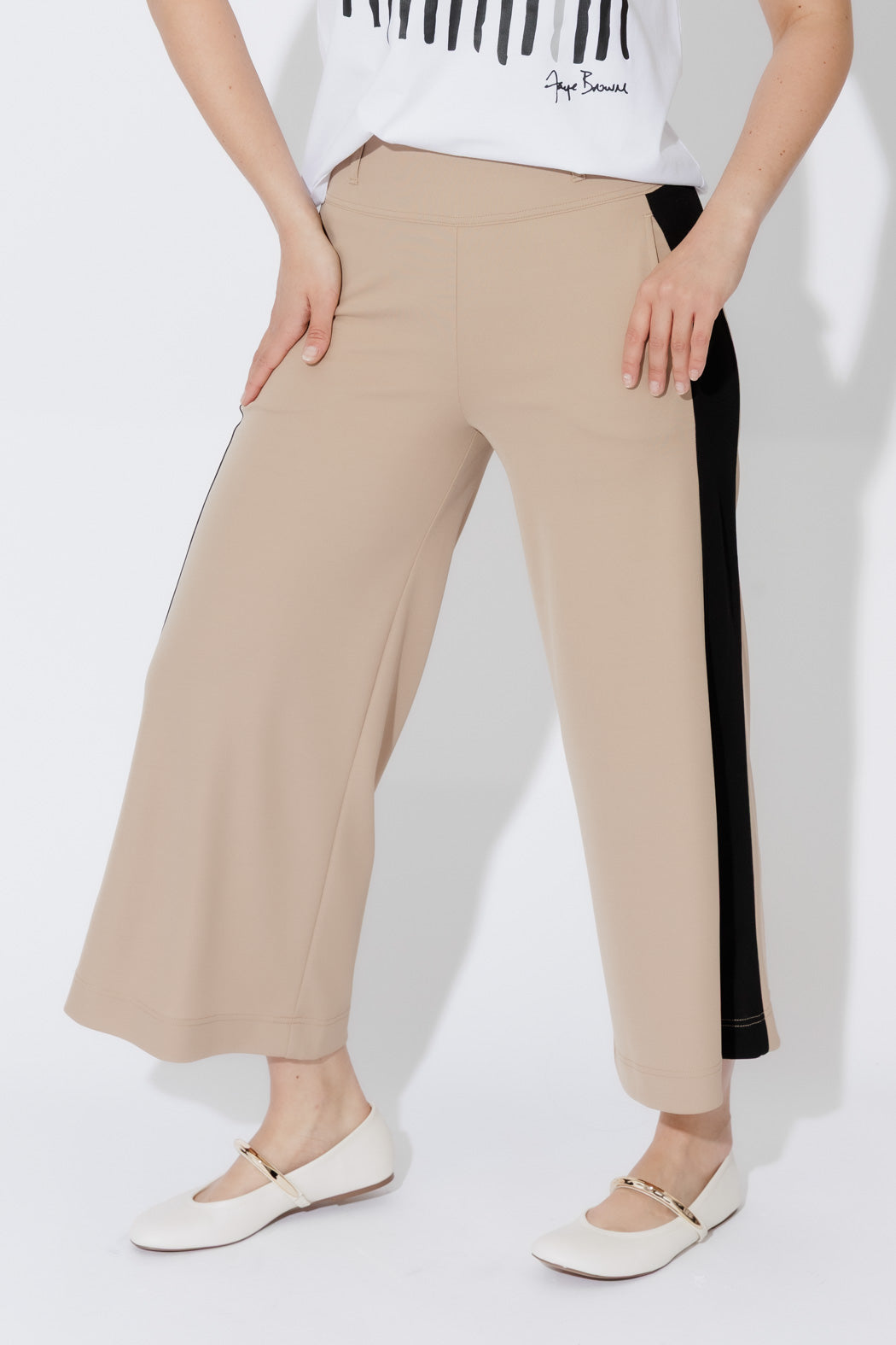 Beige Panelled Jet Culotte