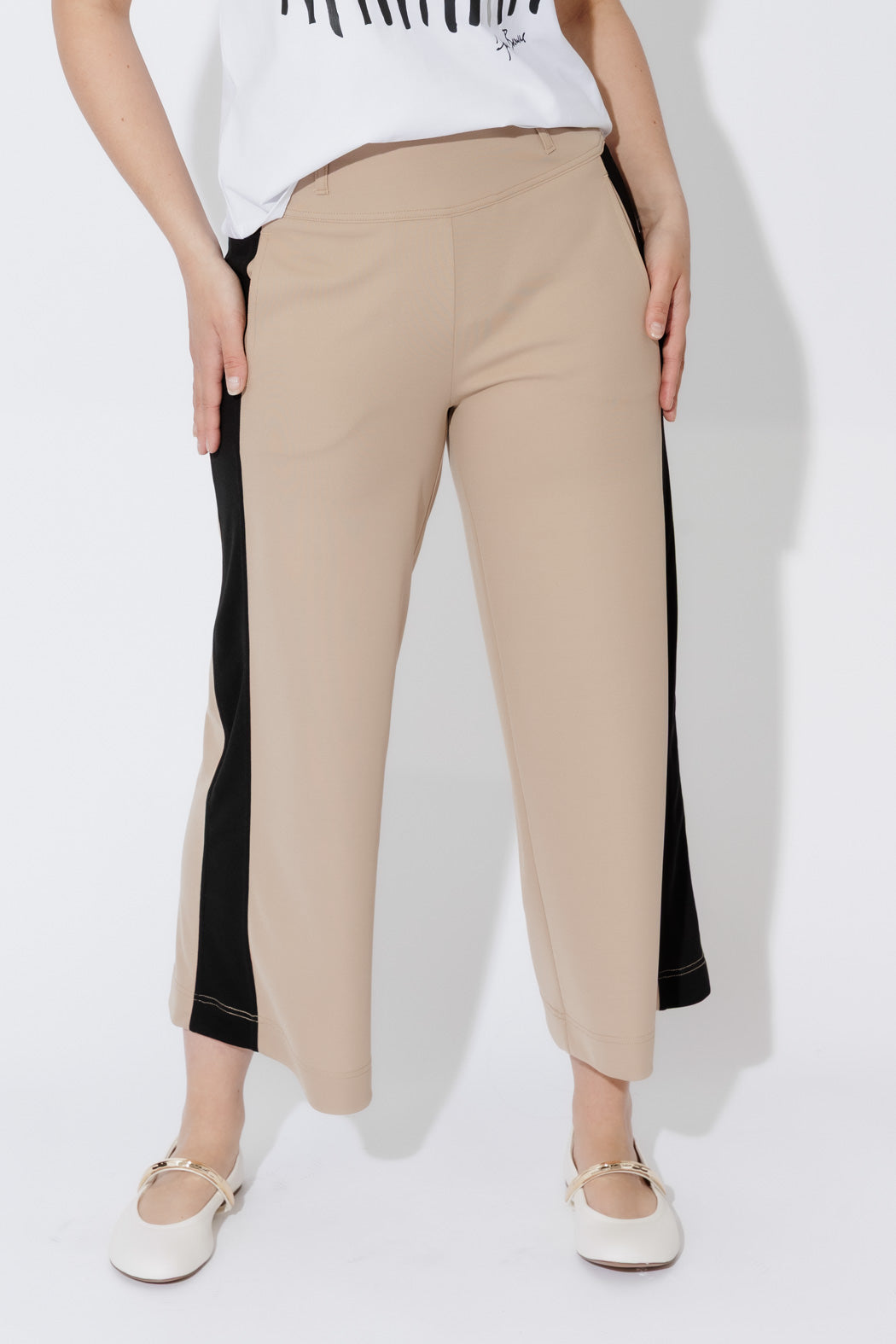 Beige Panelled Jet Culotte