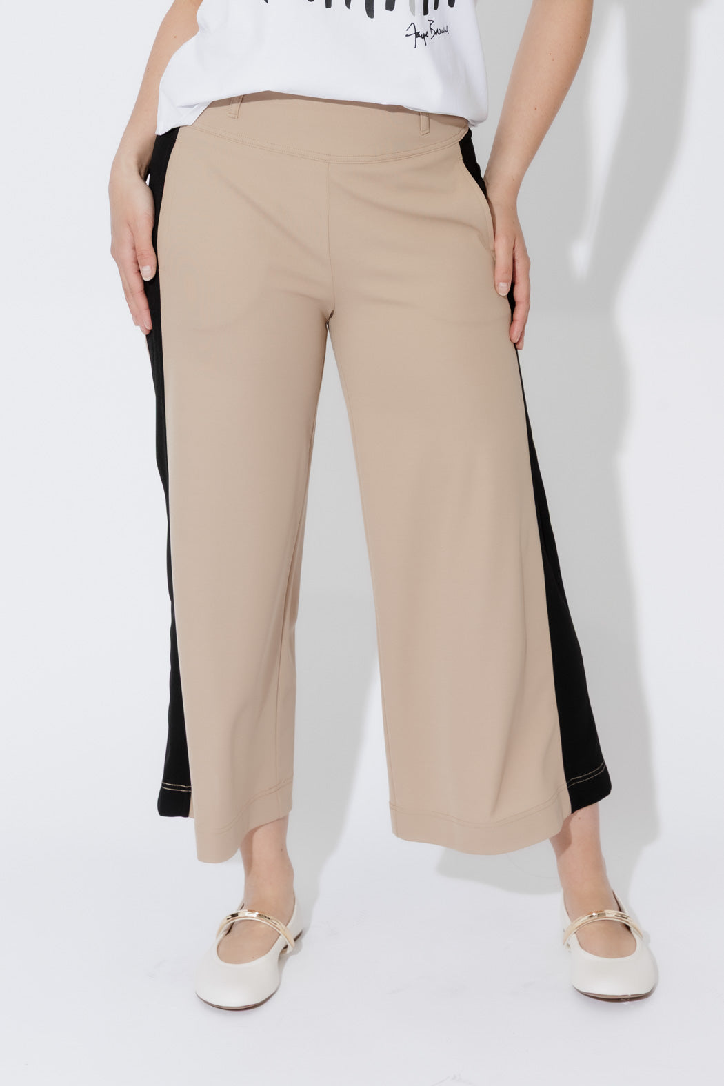 Beige Panelled Jet Culotte