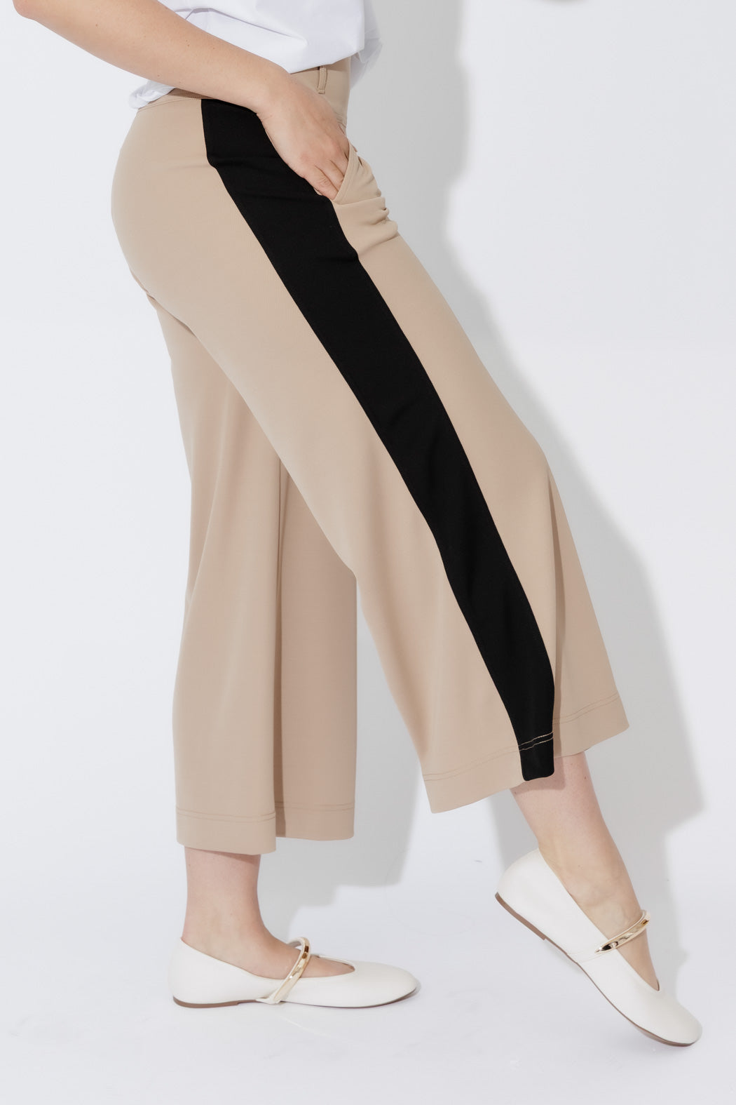 Beige Panelled Jet Culotte