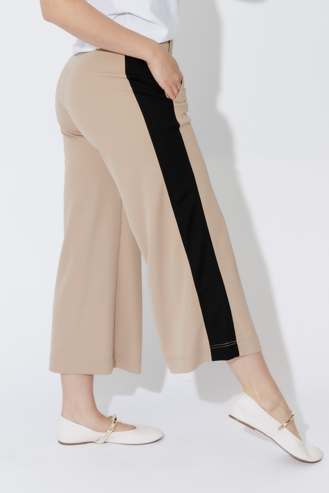 Beige Panelled Jet Culotte