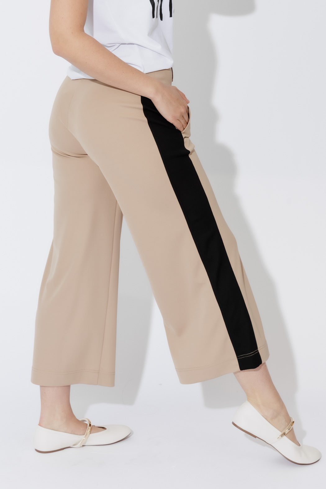 Beige Panelled Jet Culotte
