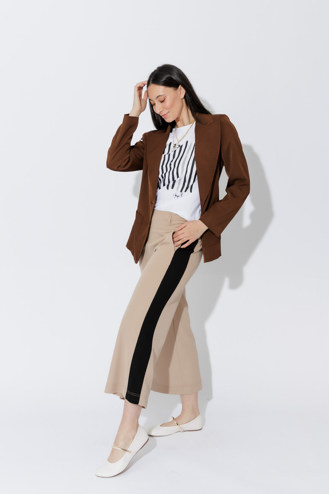 Beige Panelled Jet Culotte