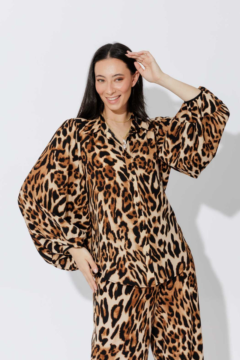 Animal Balloon Sleeve Shirt