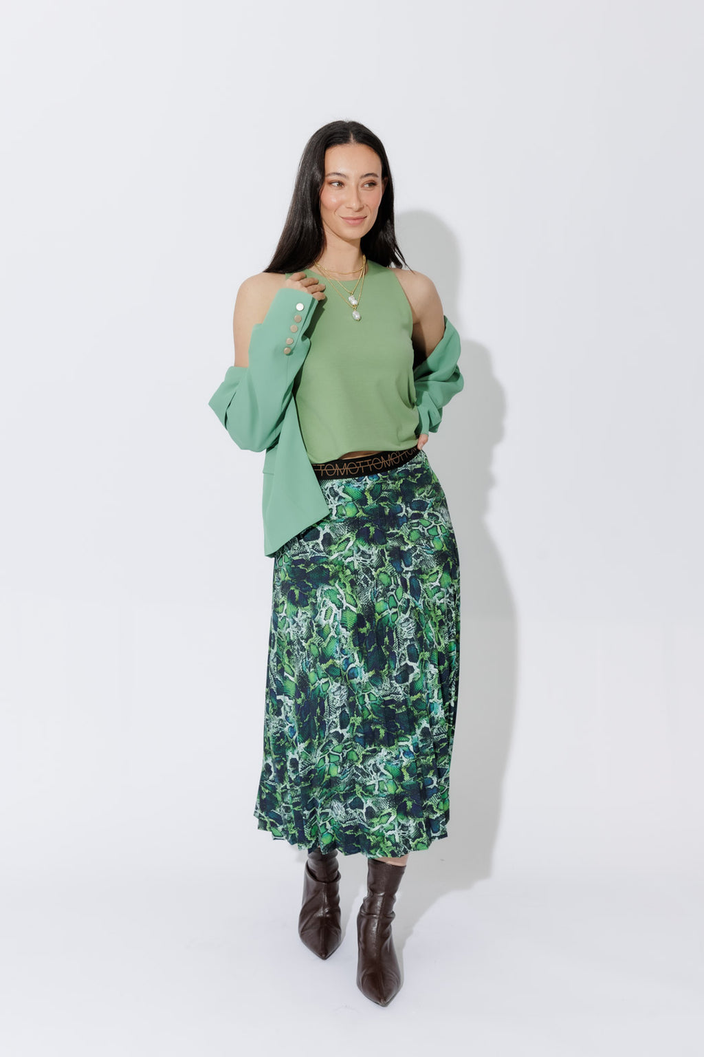 Green Pleat Skirt