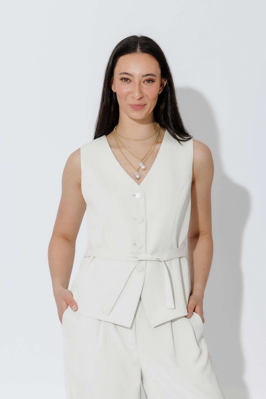 Ecru Euro Tailored Vest