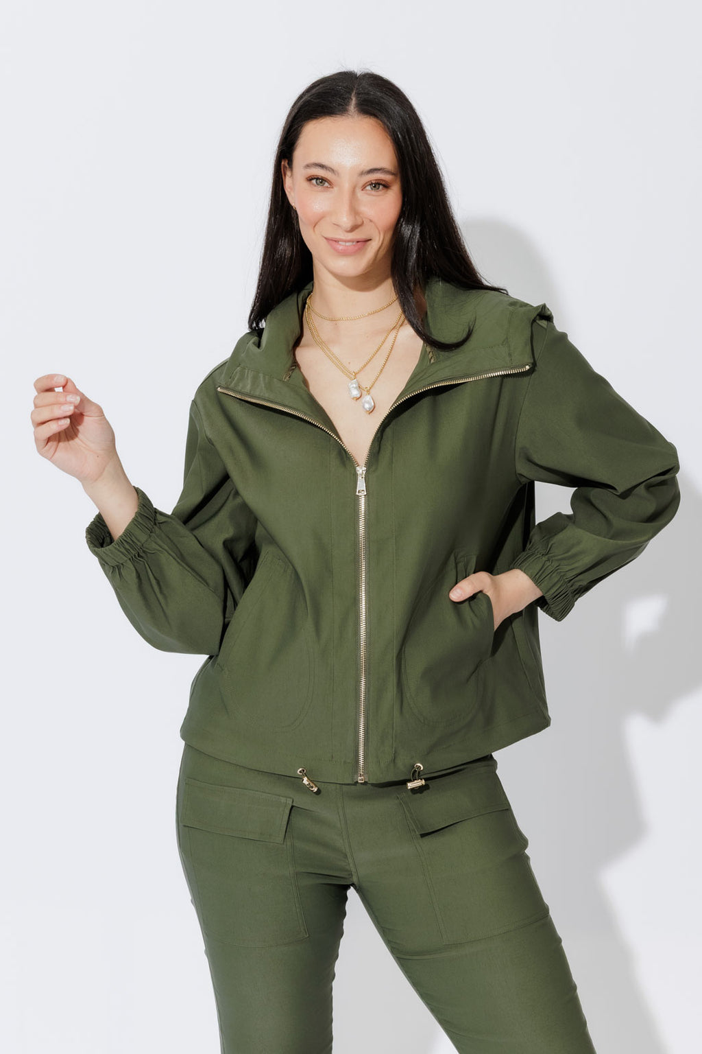 Khaki Lux Sport Hooded Jacket