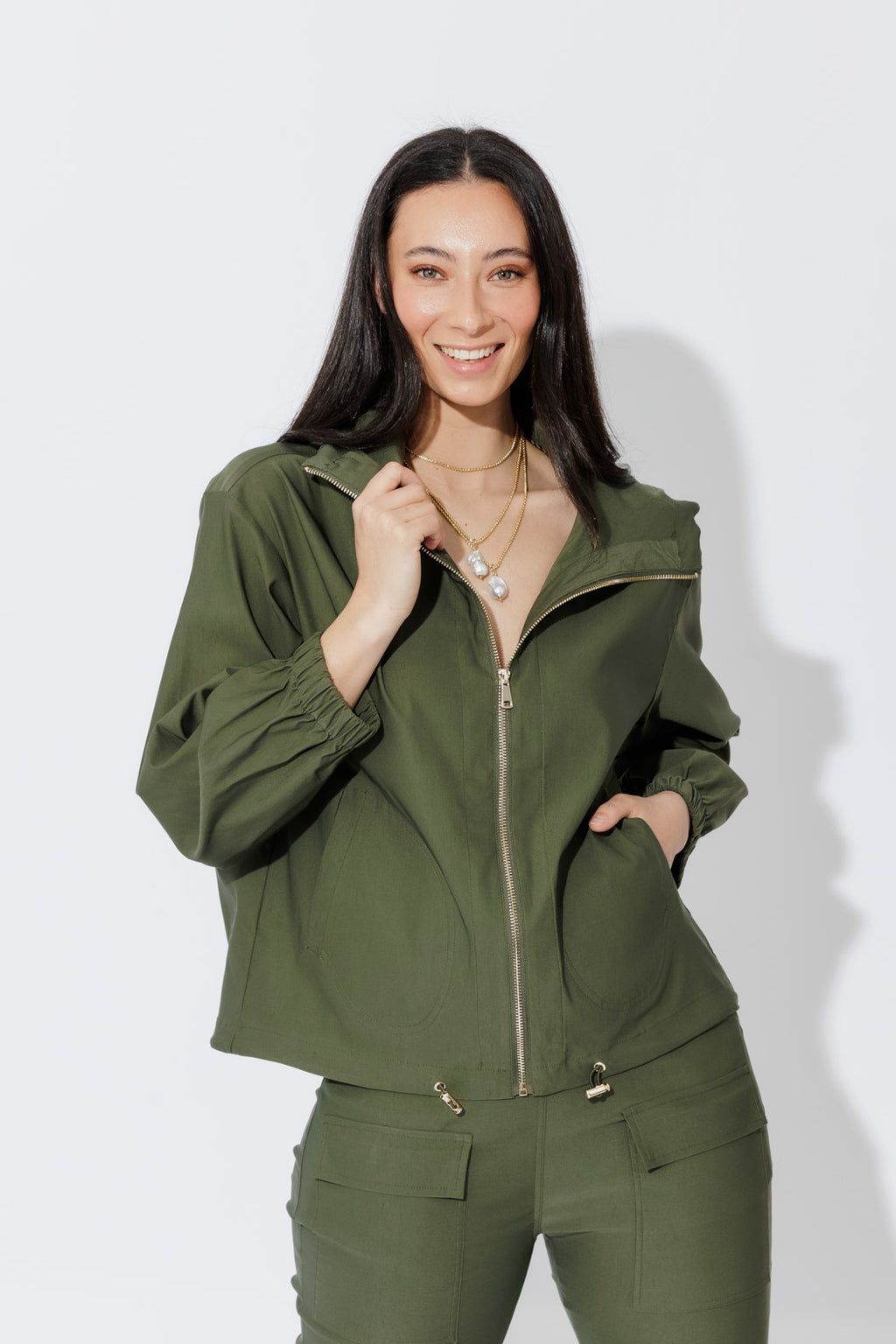 Khaki Lux Sport Hooded Jacket