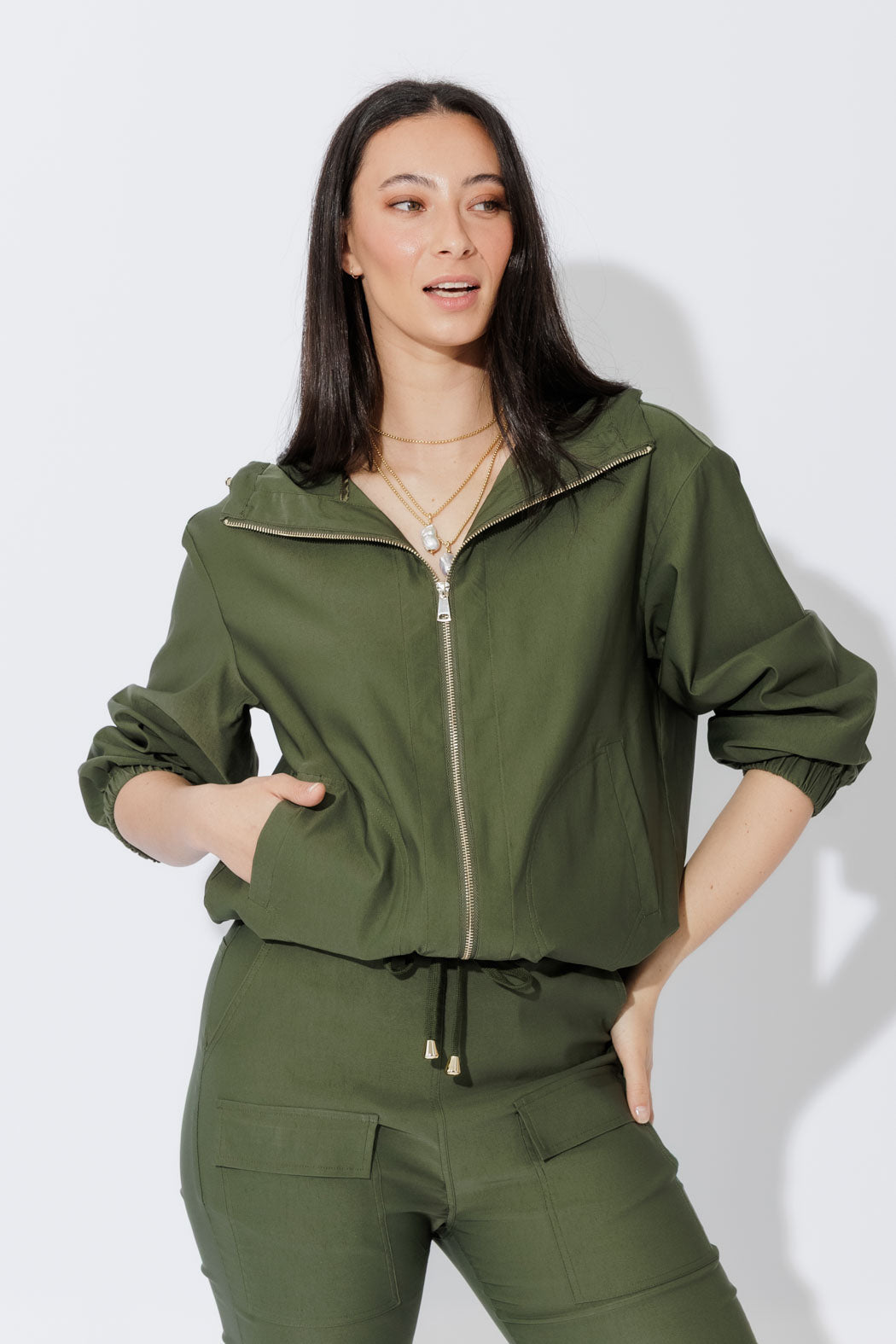 Khaki Lux Sport Hooded Jacket