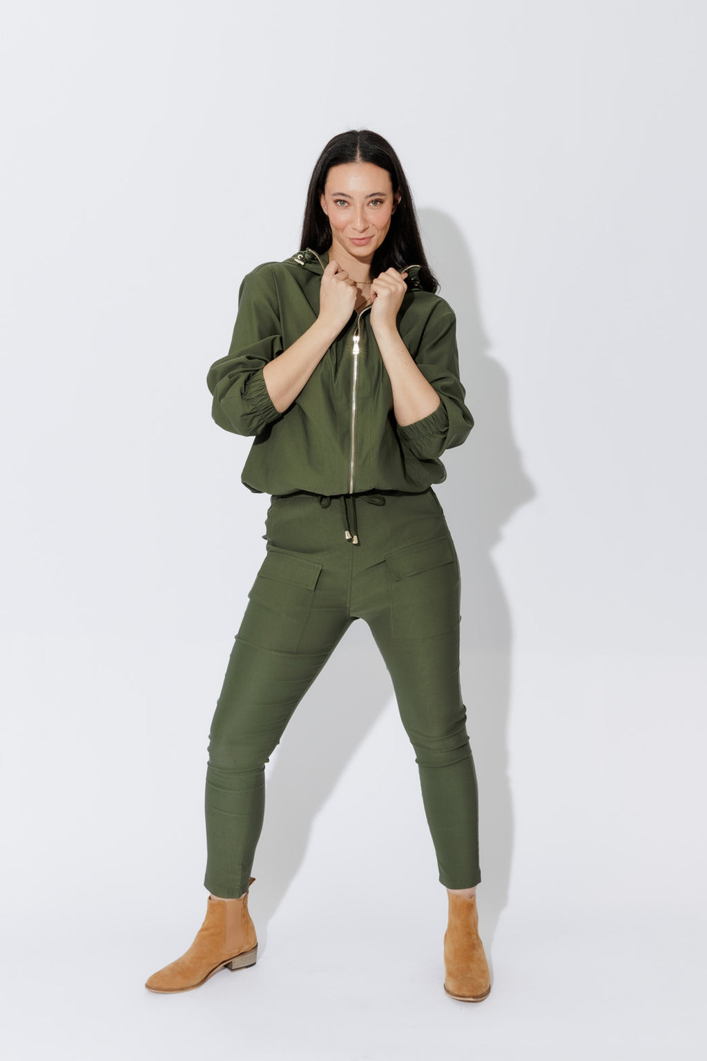 Khaki Lux Sport Hooded Jacket