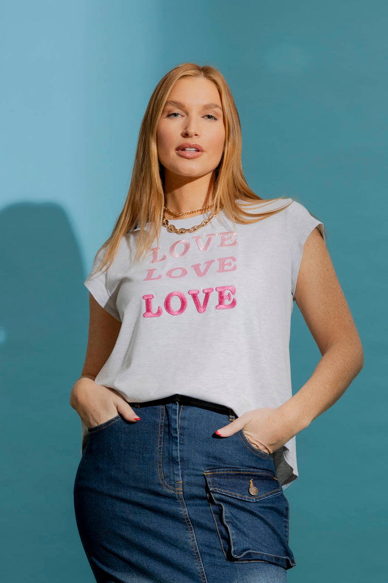 Grey Love Love Love T-Shirt