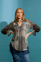 Mint Animal Ruffle Blogger Shirt
