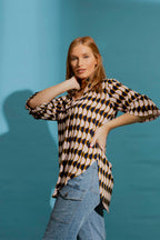Pink/Navy Ruffle Blogger Shirt