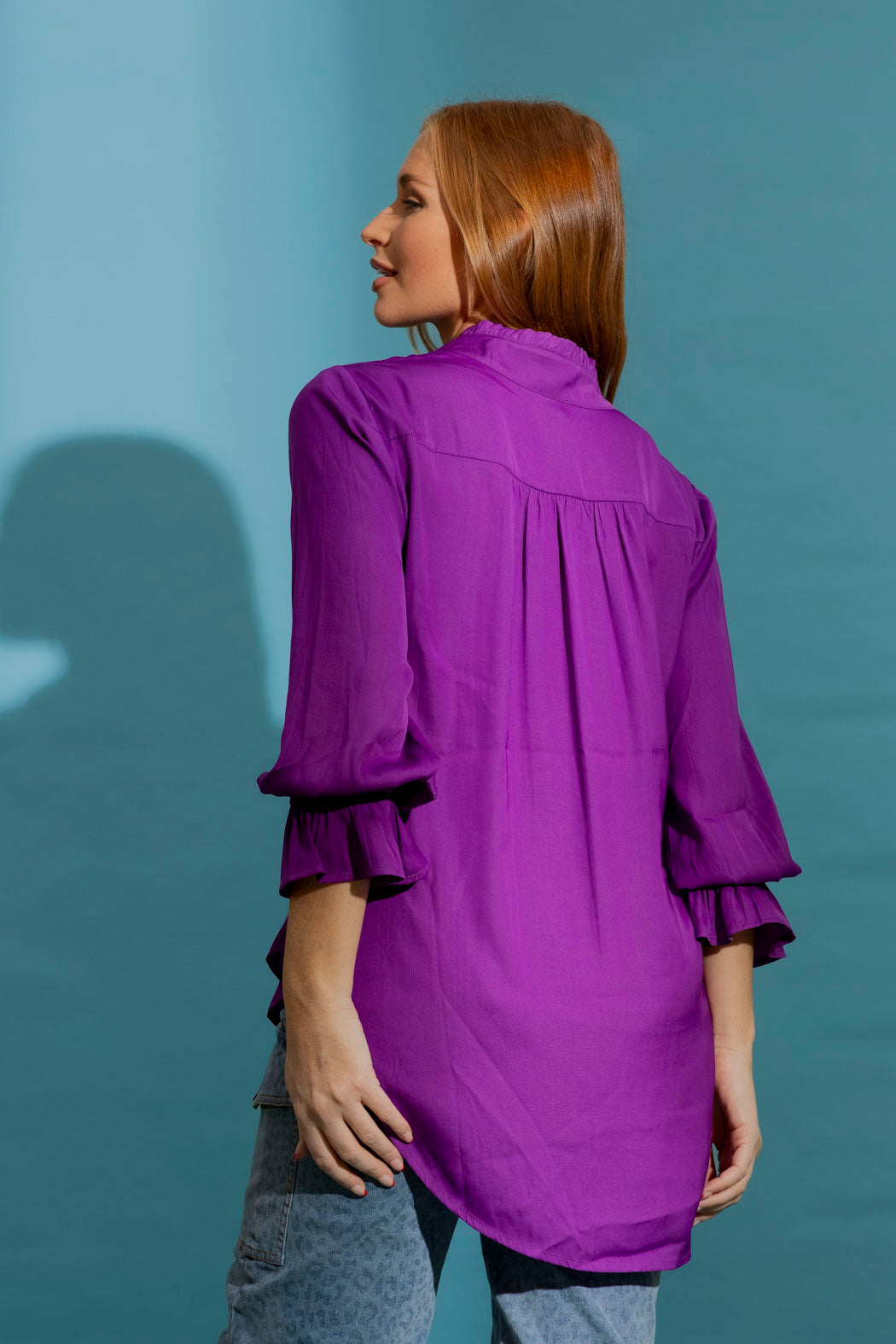 Magenta Ruffle Blogger Shirt