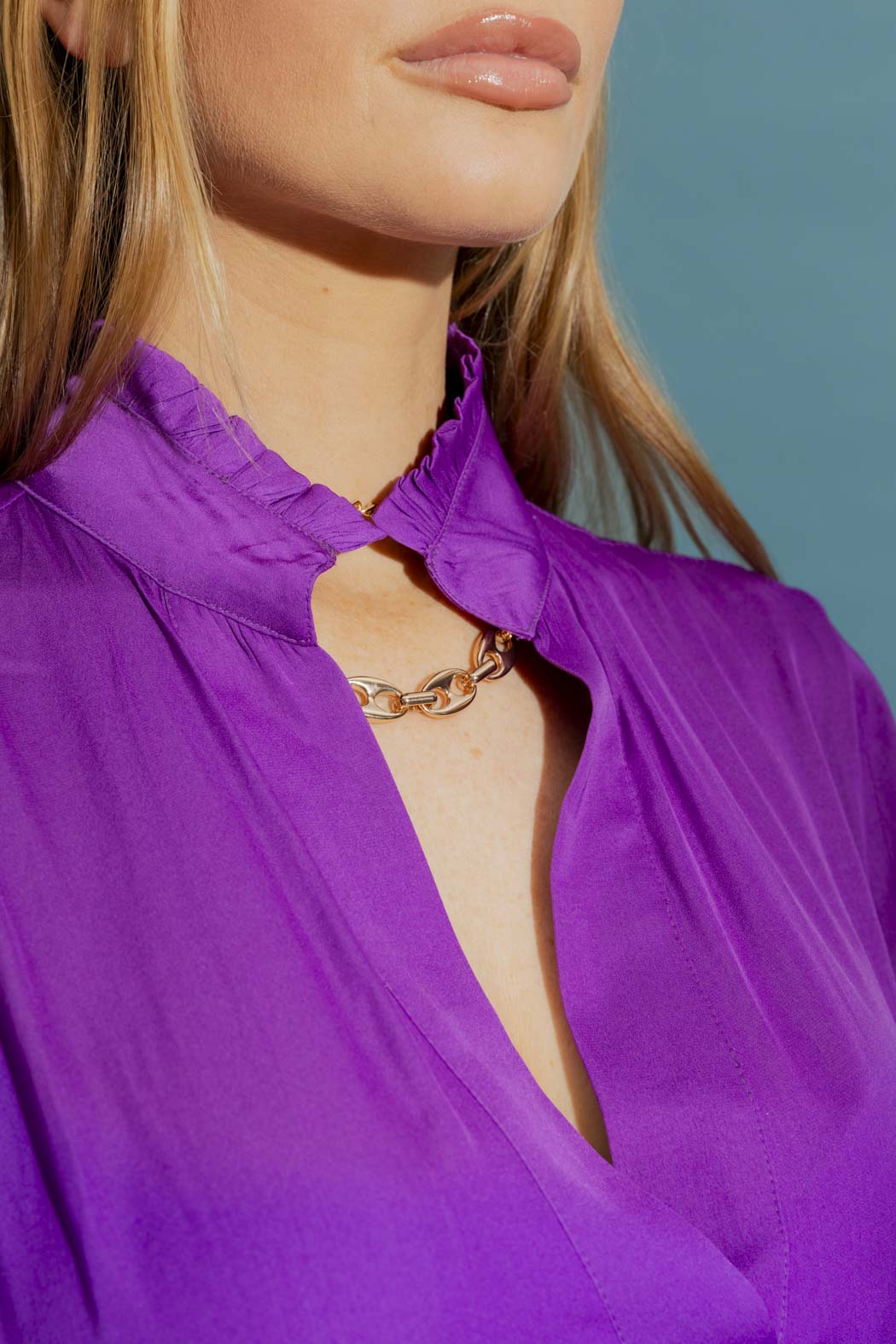 Magenta Ruffle Blogger Shirt