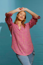 Pink/Green Ruffle Blogger Shirt