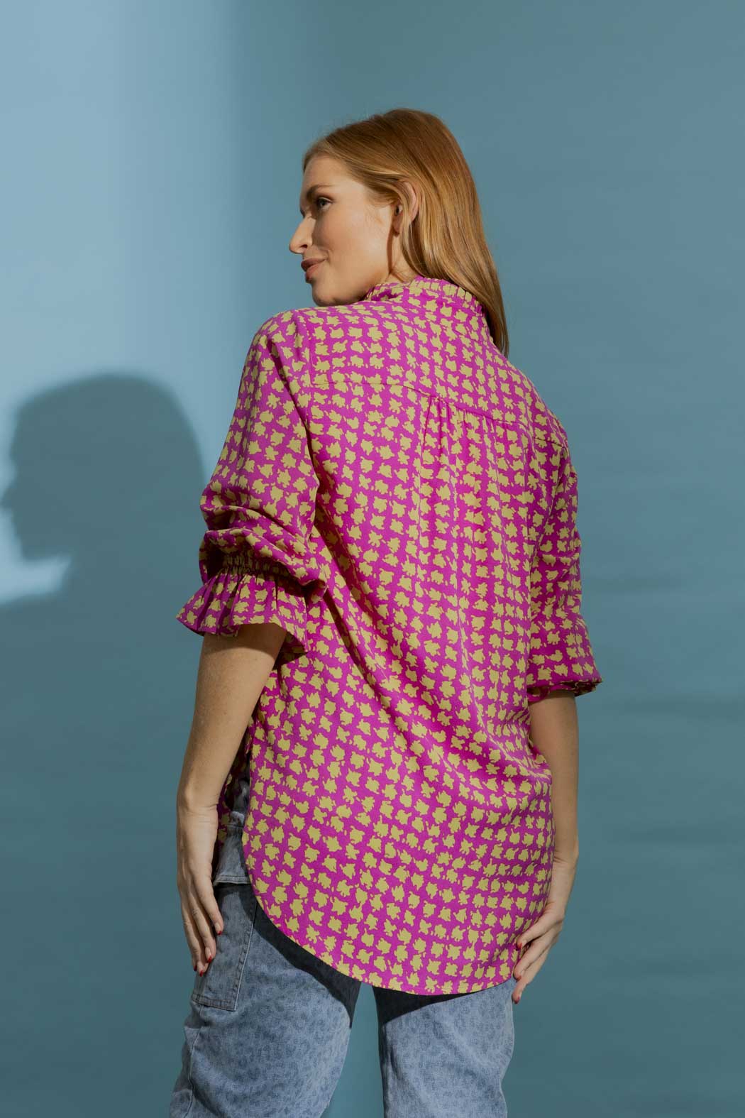 Pink/Green Ruffle Blogger Shirt