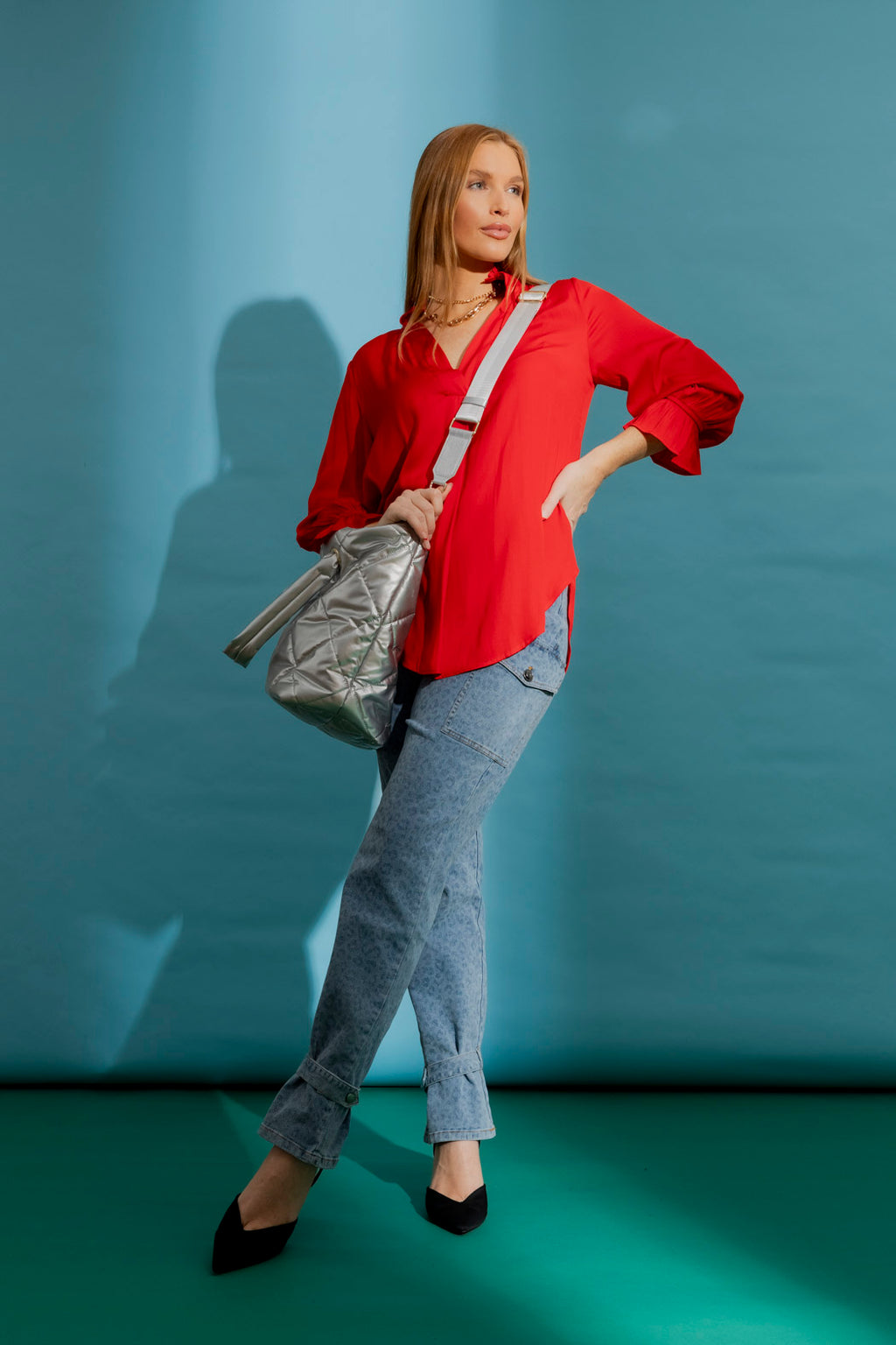 Red Ruffle Blogger Shirt