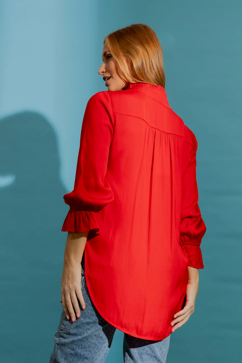 Red Ruffle Blogger Shirt