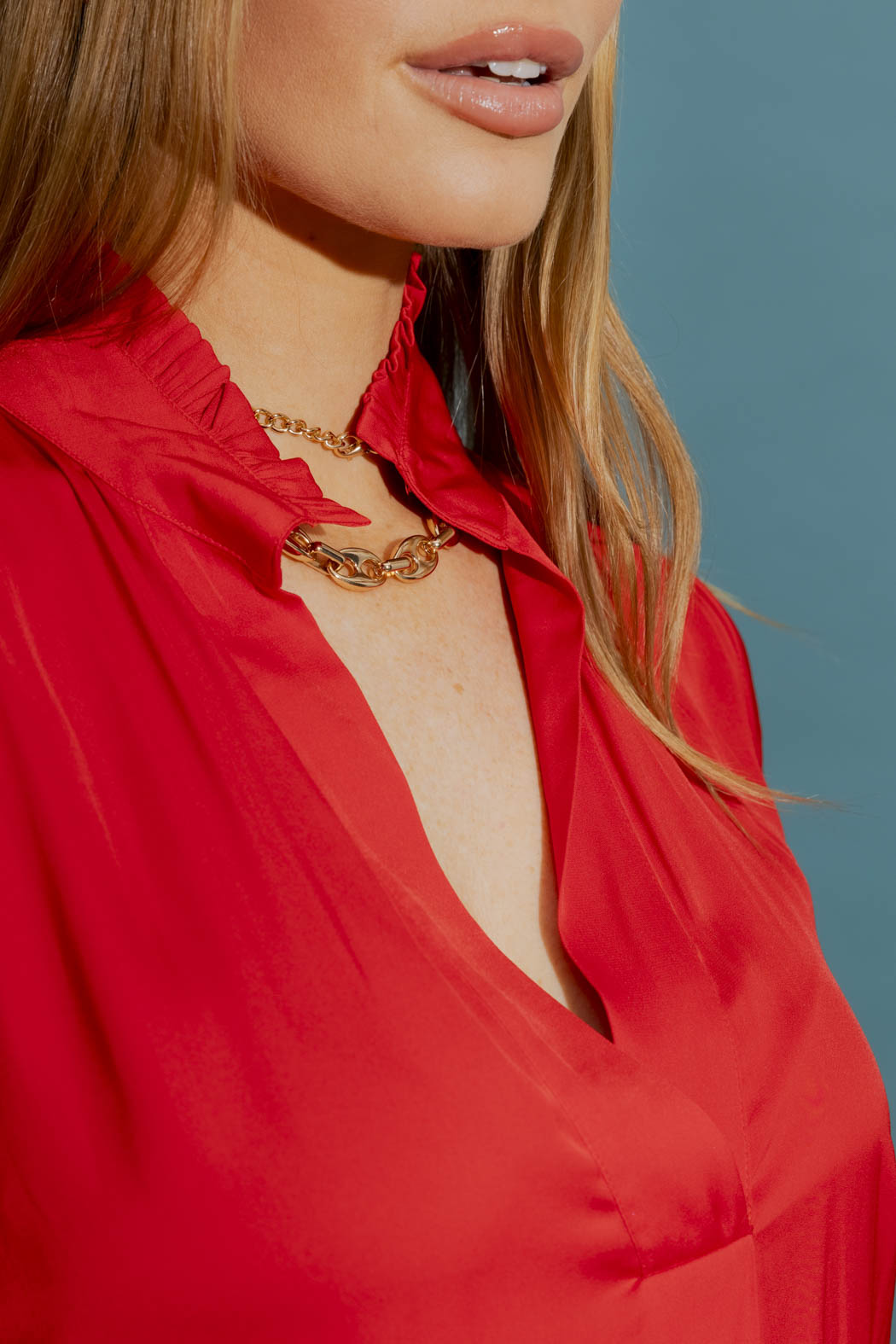 Red Ruffle Blogger Shirt