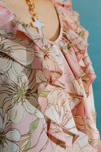 Pink Floral Frilly Blouse