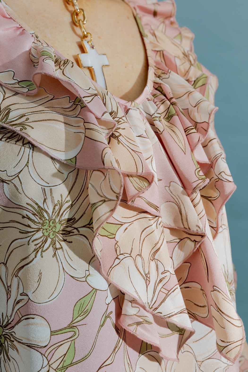 Pink Floral Frilly Blouse