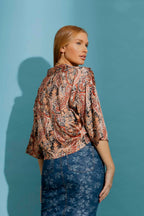 Tan Paisley Crop Twist Shirt