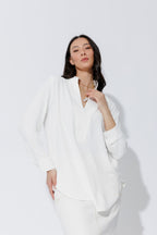 White Luxury Longline Blogger Shirt