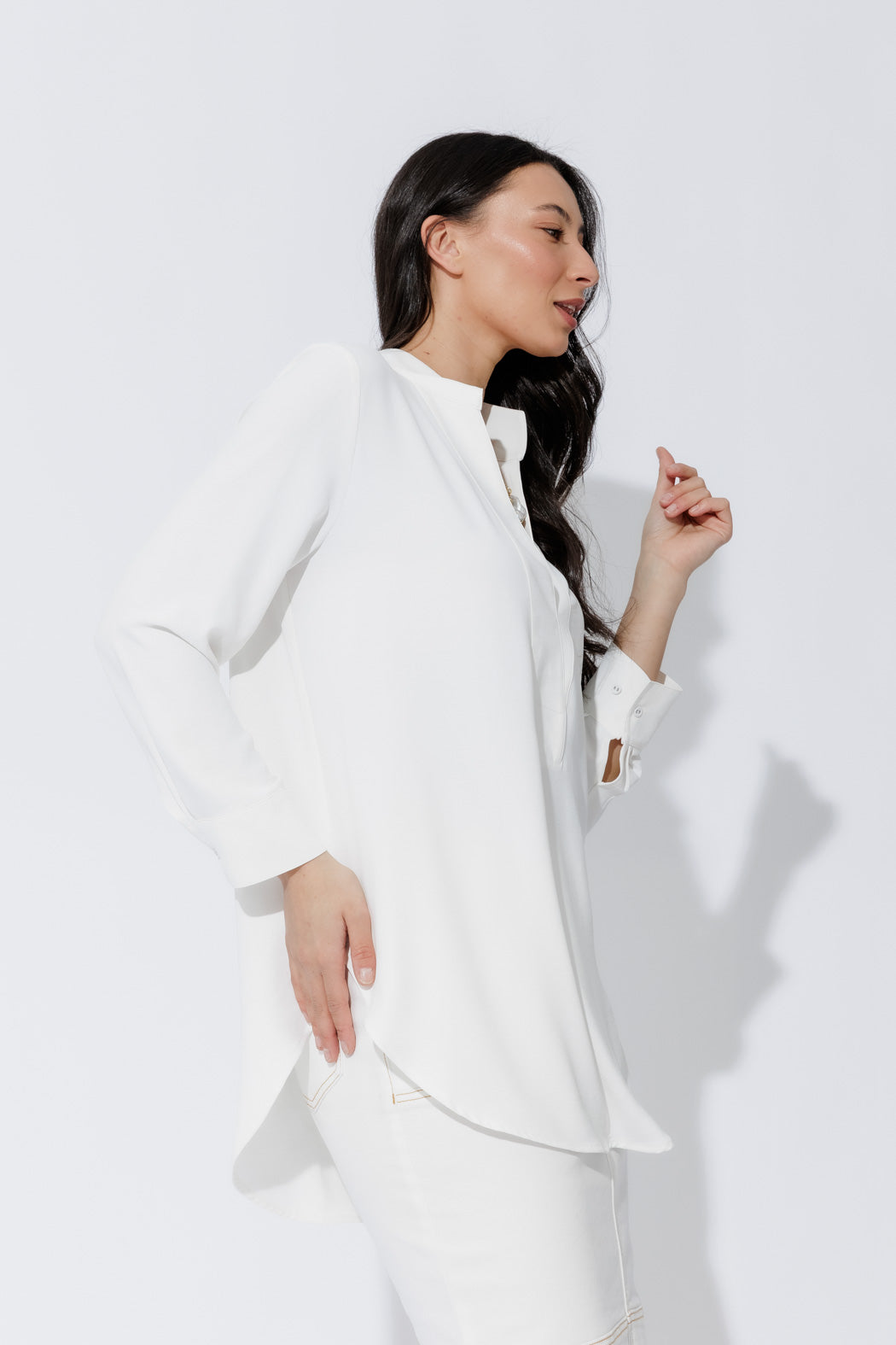 White Luxury Longline Blogger Shirt