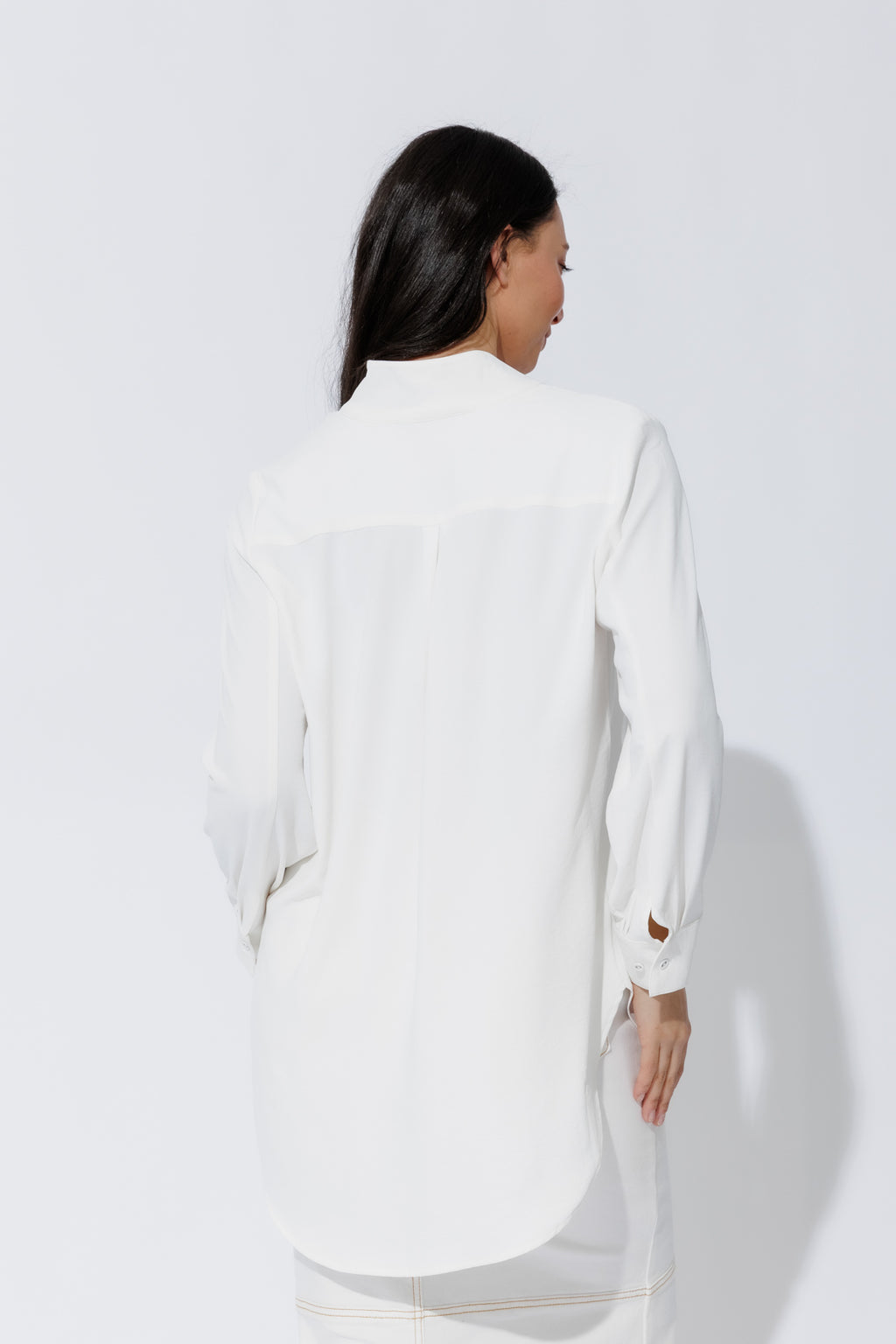 White Luxury Longline Blogger Shirt