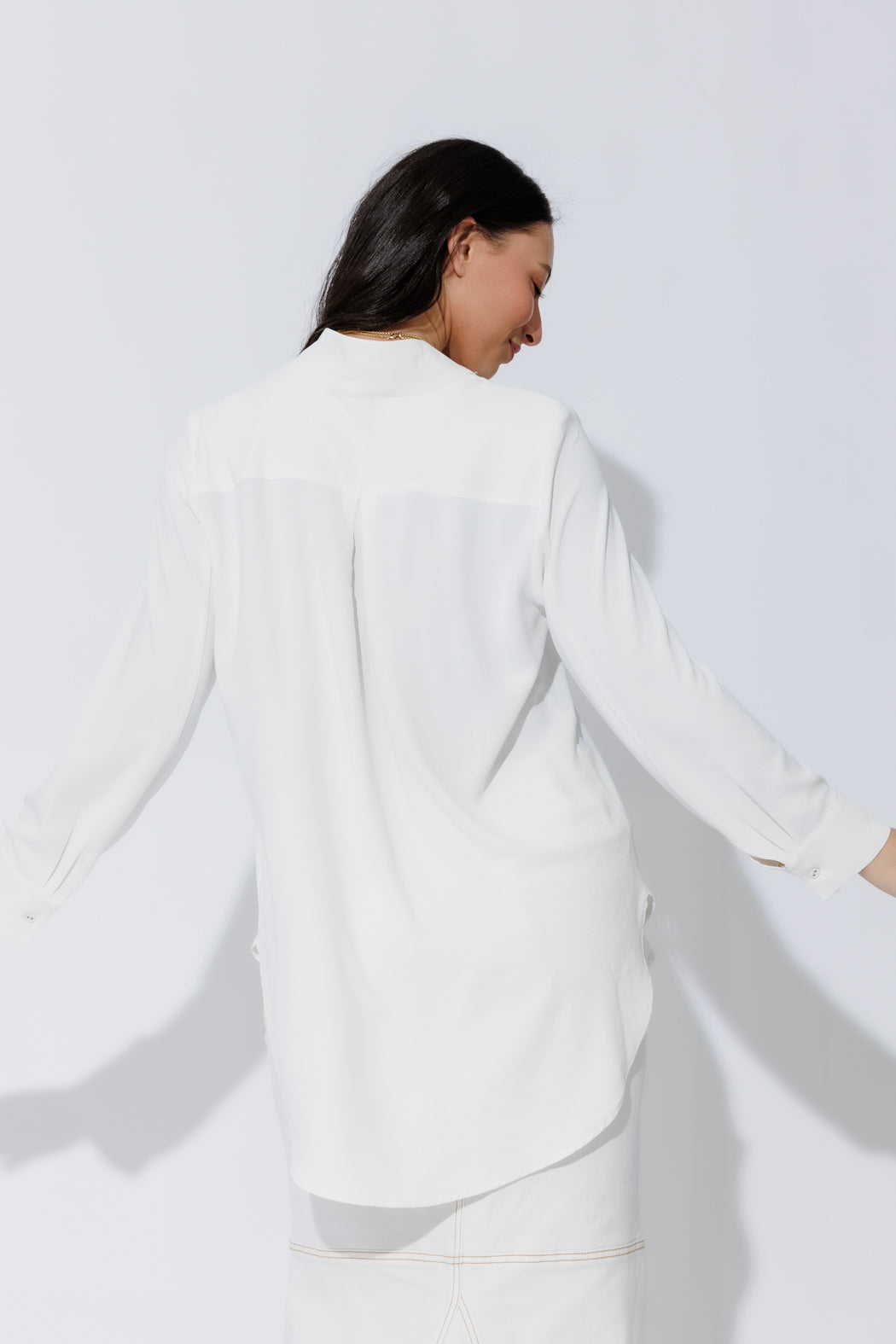 White Luxury Longline Blogger Shirt