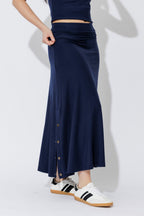 Navy Tencel Stud Skirt
