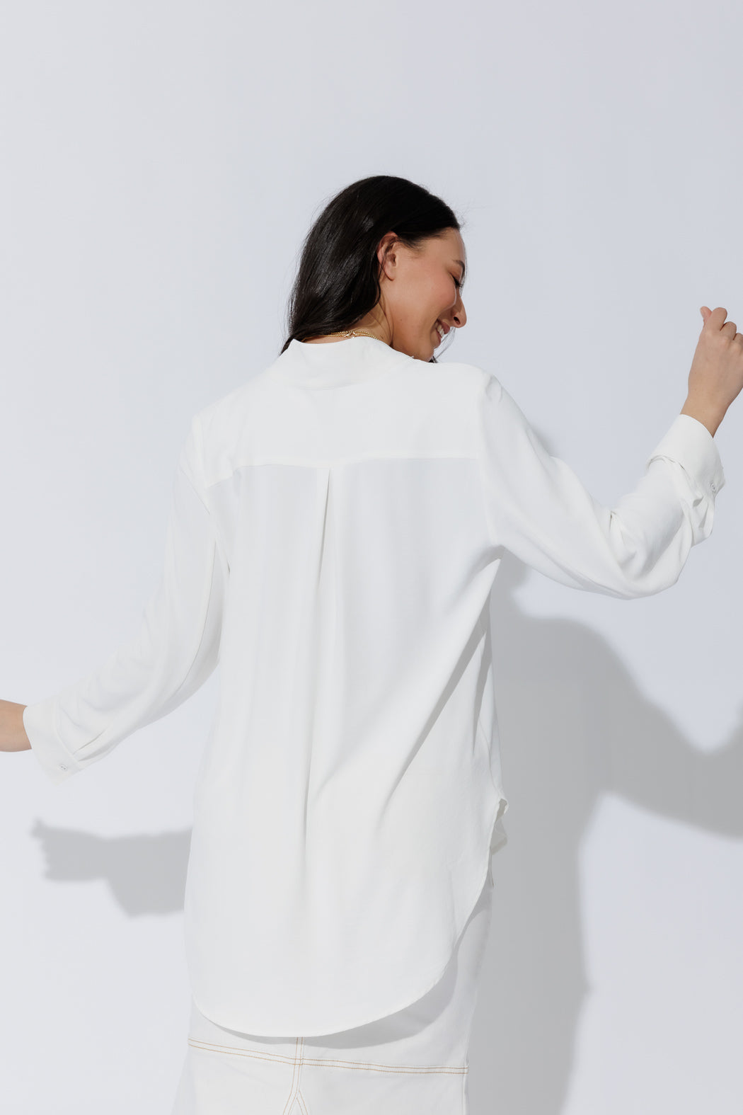 White Luxury Longline Milan Blogger Shirt