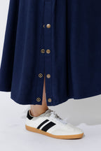 Navy Tencel Stud Skirt