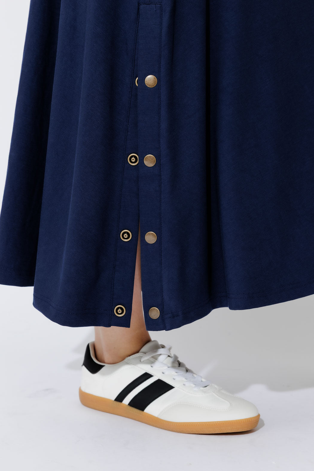 Navy Tencel Stud Skirt