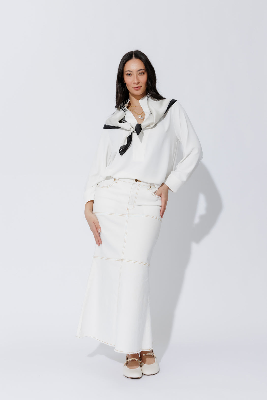 White Luxury Longline Blogger Shirt