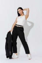 Black Euro Paperbag Pant