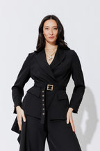 Black Euro Belted Sisca Blazer
