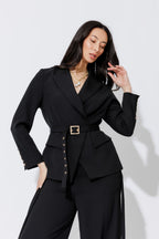 Black Euro Belted Sisca Blazer