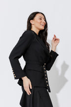 Black Euro Belted Sisca Blazer