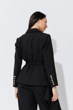 Black Euro Belted Sisca Blazer