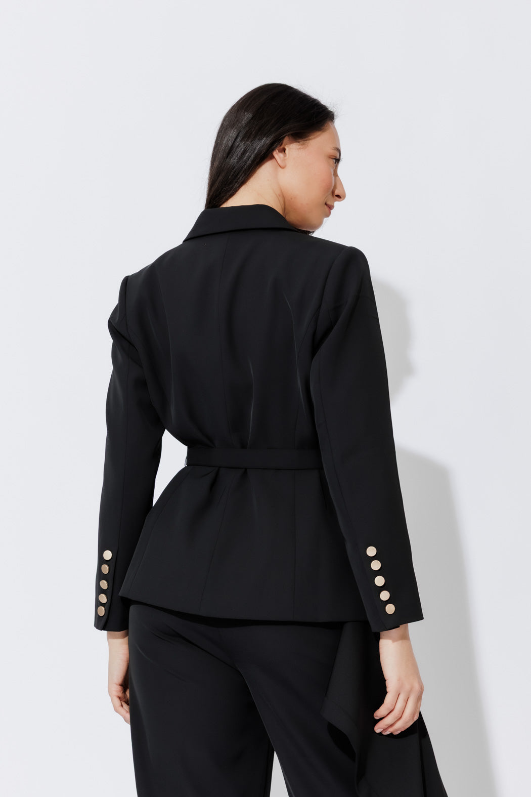 Black Euro Belted Sisca Blazer