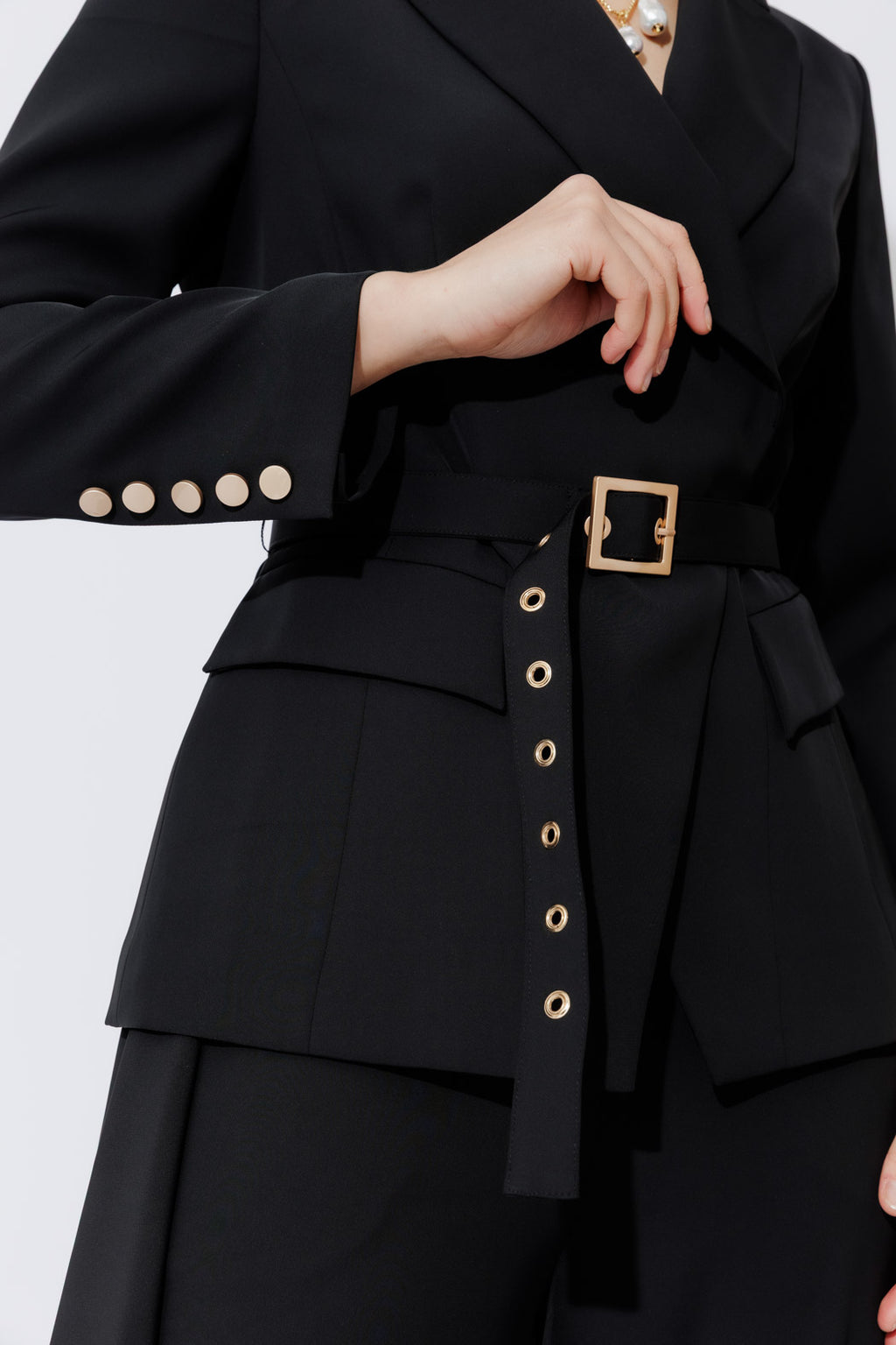 Black Euro Belted Sisca Blazer