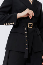 Black Euro Belted Sisca Blazer