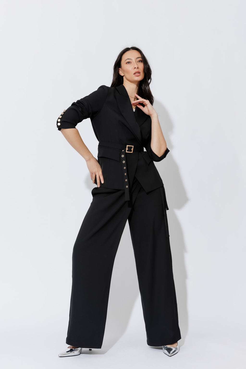Black Euro Belted Sisca Blazer
