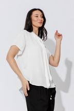 White Silky Tie Blogger Shirt