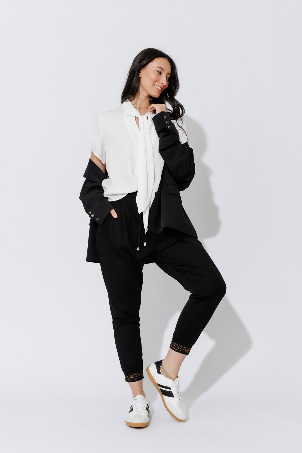 White Silky Tie Blogger Shirt